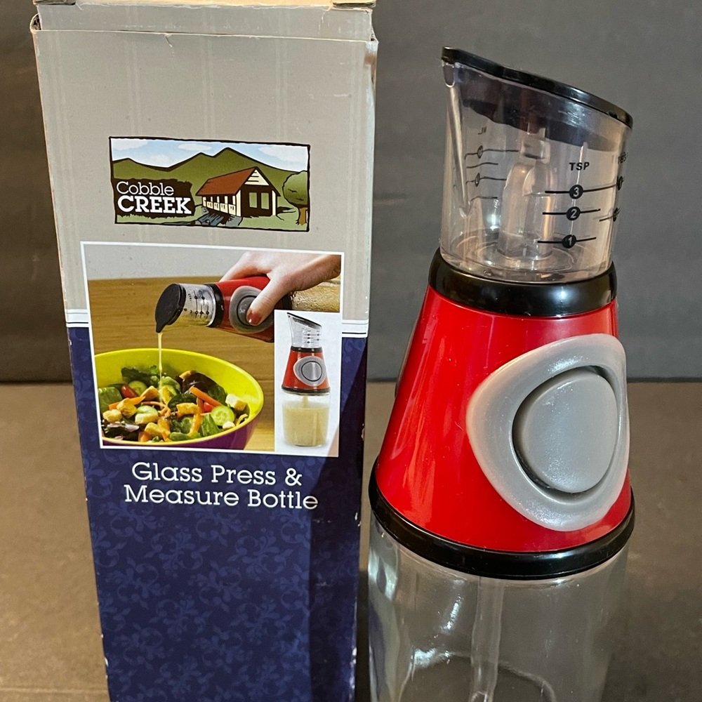 Glass Press & Measure Bottle